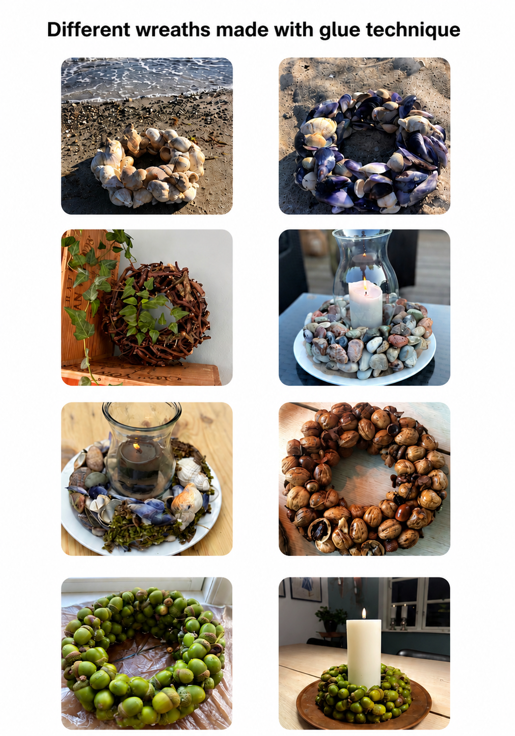 English guide for wreaths made with glue technique